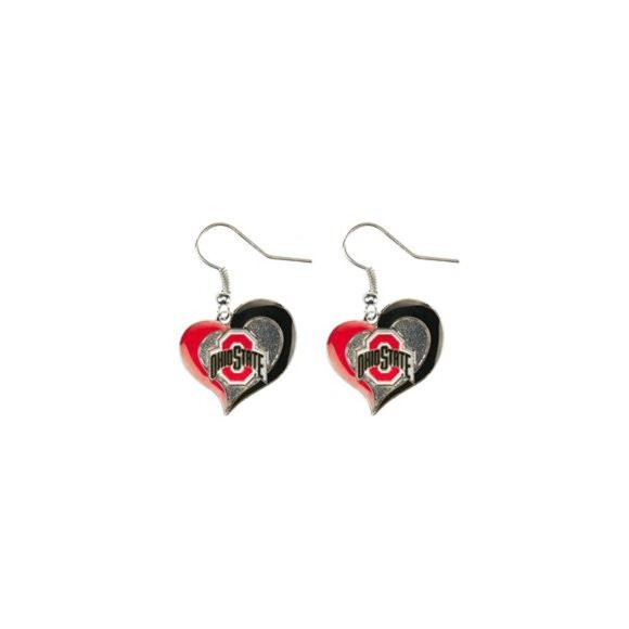 New NCAA Ohio State Buckeyes Swirl Heart Earrings for women - Picture 2 of 2